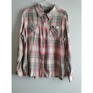 natural reflections Flannel Button Front womens Shirt 1X/1T/1E Multicolor